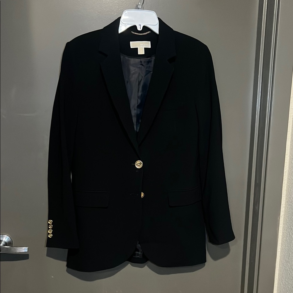 Michael Kors Black and Gold Velvet Blazer Tailored Elegance